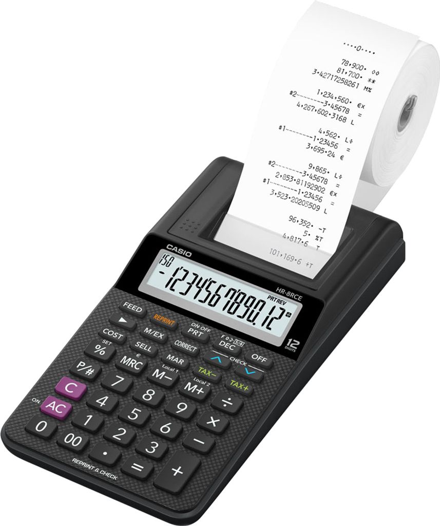 CASIO druckender Tischrechner Modell HR-8 RCE-WE weiß
