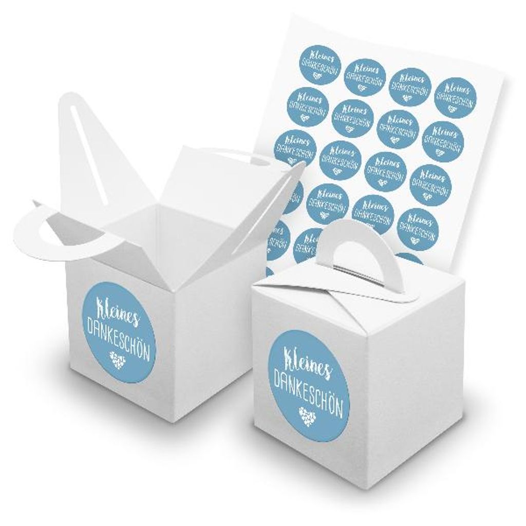 itenga SET 24x Würfelboxen mit Griff Weiß (V42) + Motivsticker (M118)
