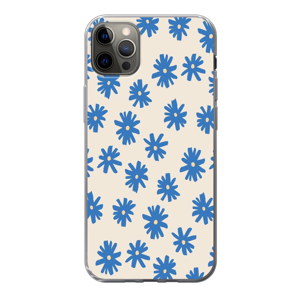 MuchoWow Handyhülle Schutzhülle Hülle für iPhone 12 Pro Max Blume - Muster - Minimalismus Silikon Softcase Handy Hülle - Hartschale