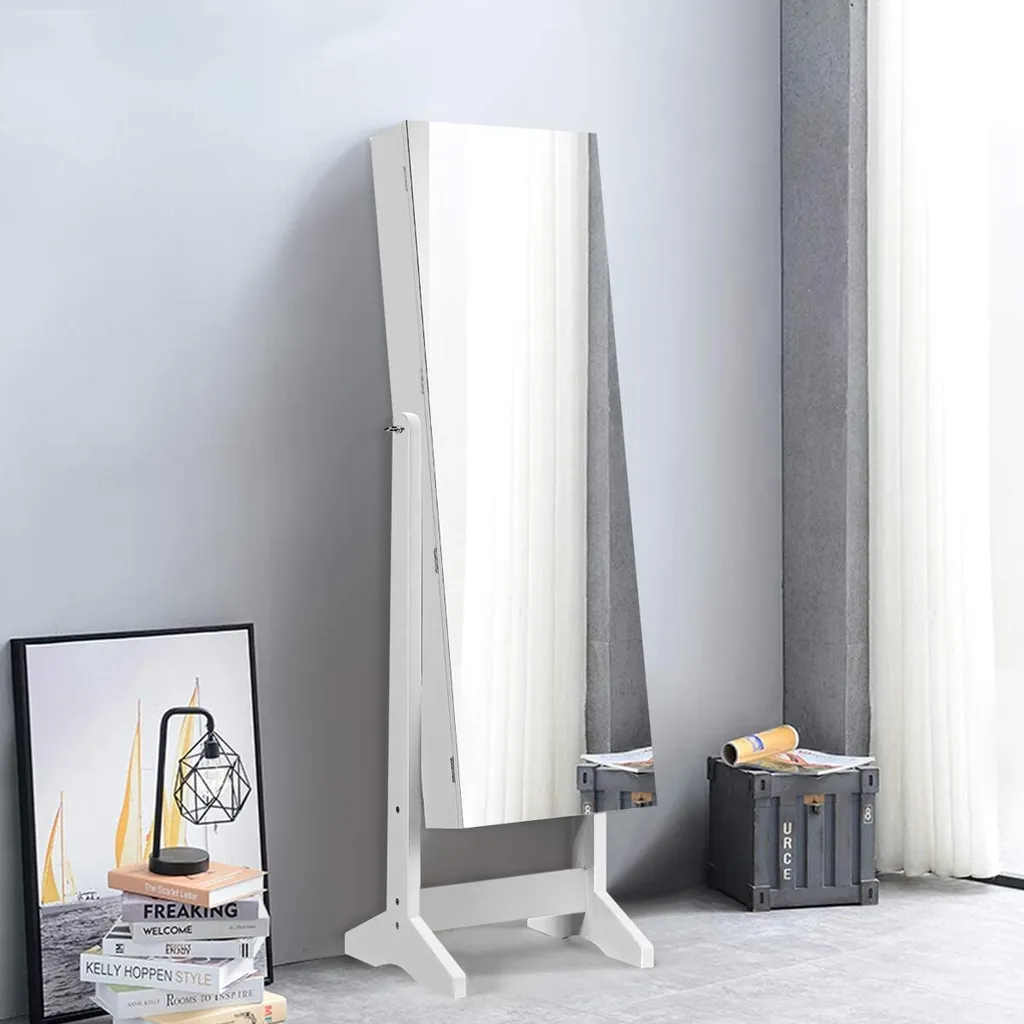 Miroir Psyché avec Rangement Bijoux et Maquillage Intégré 150cm
