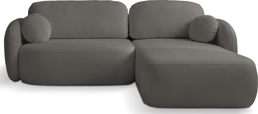 Modernes Ecksofa Lotte mit Bettkasten – Schlafsofa mit Schlaffunktion & Bettfunktion, L-Form Couch mit Ottomane - Rechts – Bequeme Polstergarni...