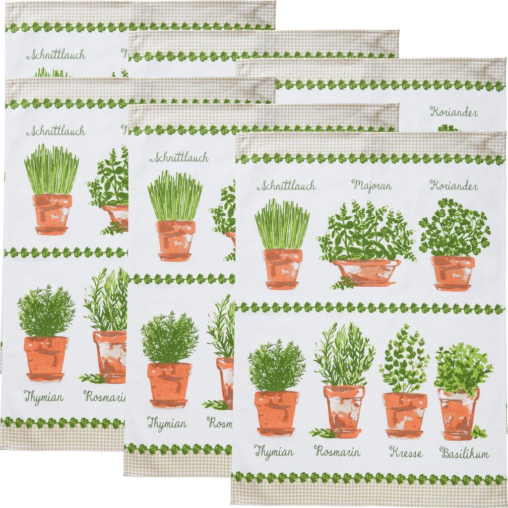 Erwin Müller Geschirrtuch Multipack 6er-Pack Kräuter 50x70 cm