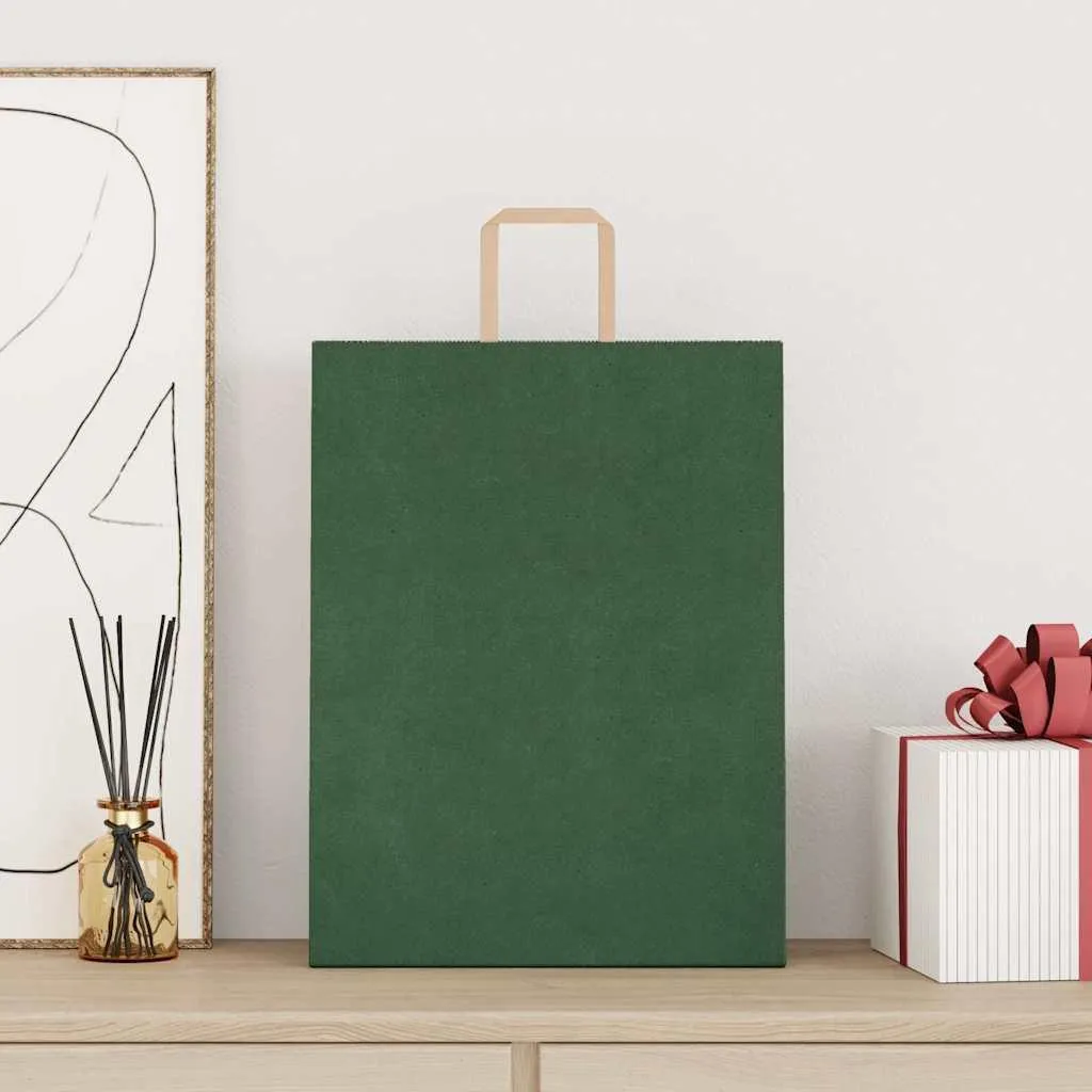 Buste Carta Kraft Verde 32x12x42 cm con Manici Ritorti - 250 pezzi