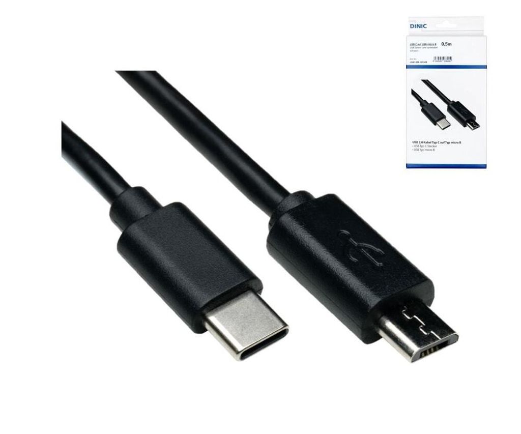 DINIC USB-C 3.1 auf Micro-USB Kabel, 0,5 m, Schwarz (USBC-MB-05M-SKB)