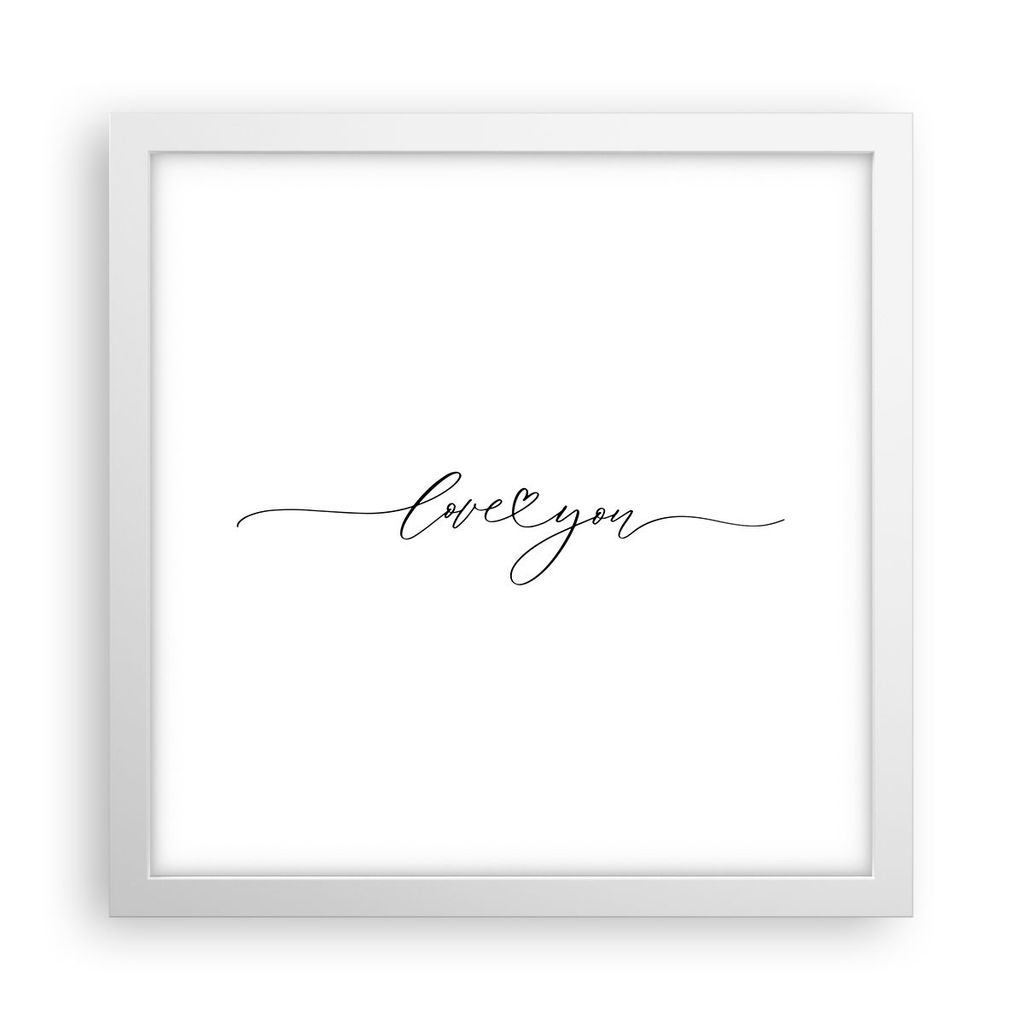 Gerahmtes Poster - Weißer Rahmen - Ich liebe dich handschriftlich - 30x30 cm - Wand Bild - Wanddeko - Wandbilder - Kunstposter - Wandposter - Bild...