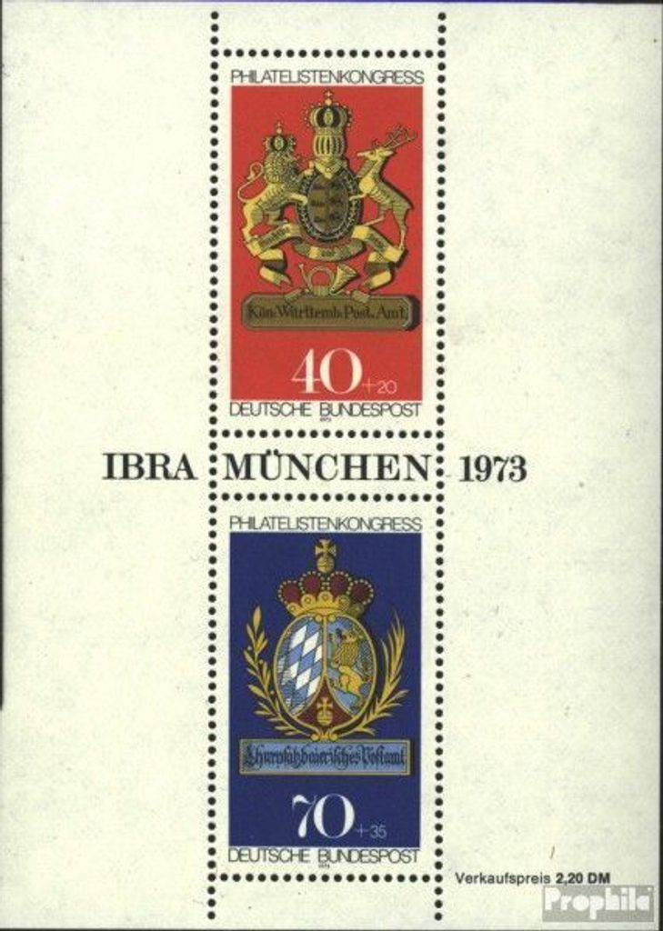 Briefmarken BRD (BR.Deutschland) 1973 Mi Block9 (kompl.Ausg.) FDC IBRA München / Bl.9