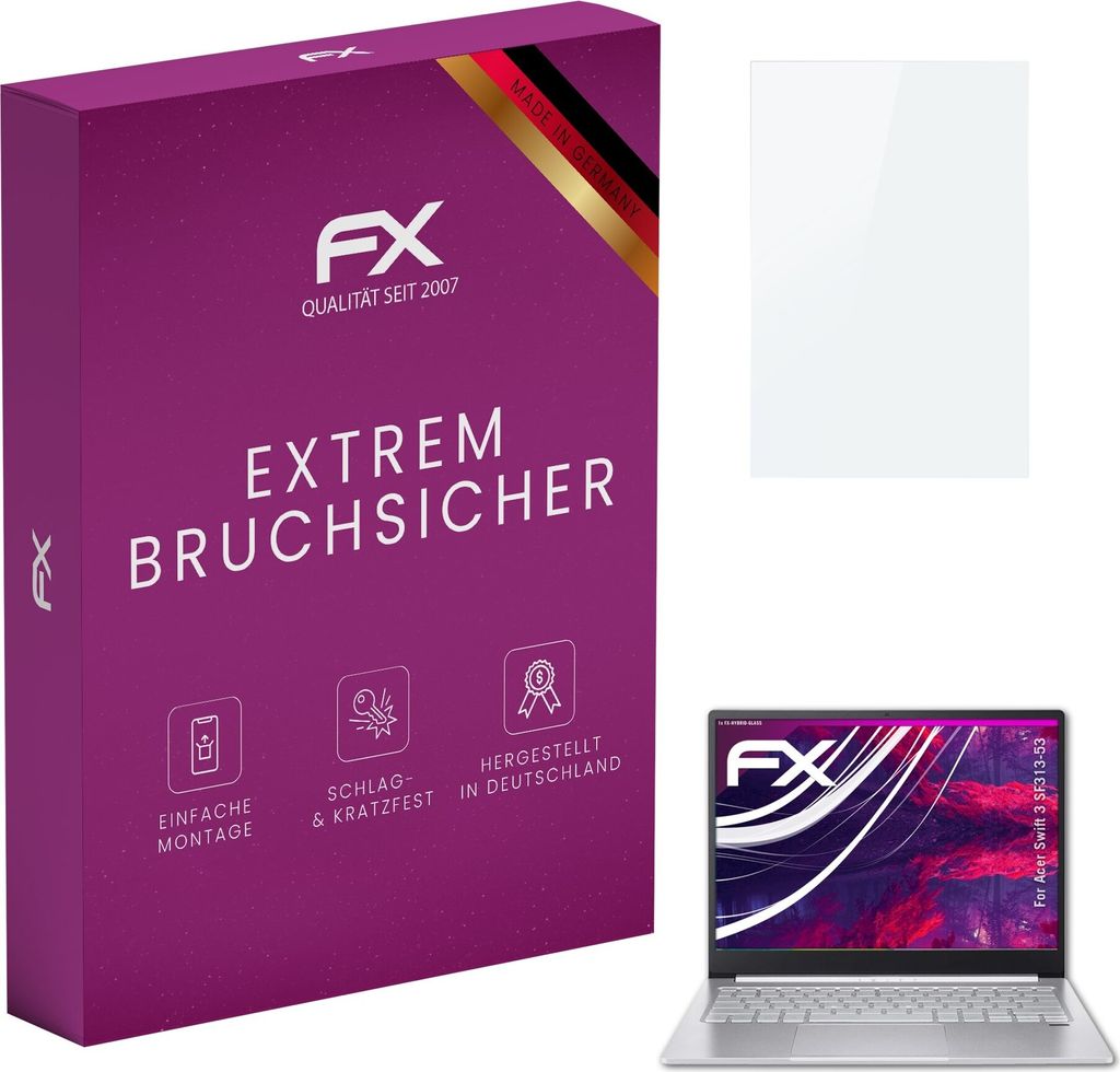 atFoliX FX-Hybrid-Glass Displayfolie kompatibel mit Acer Swift 3 (SF313-53) Glasfolie