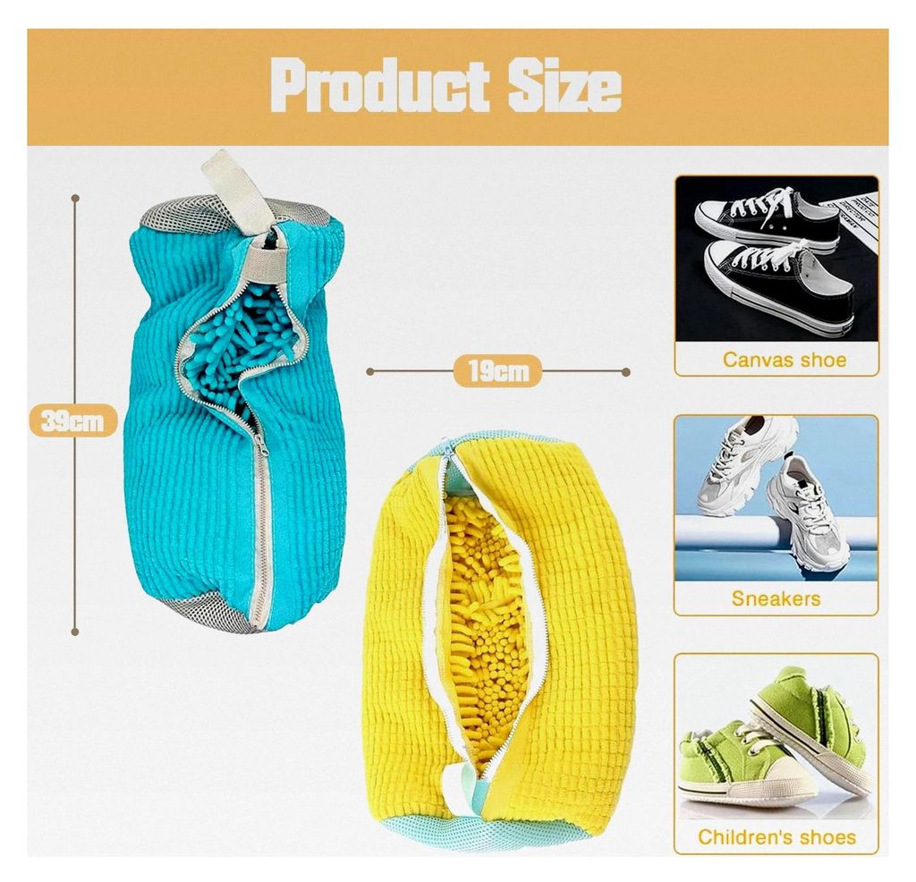 YongSral 2 Stück Schuhwaschbeutel für die Waschmaschine, Wäschesack für Schuhe in Gelb