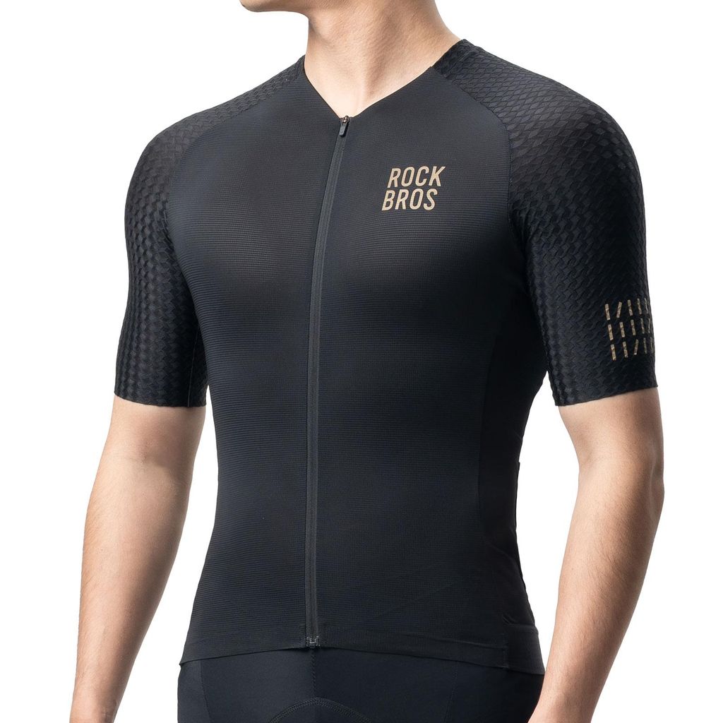 ROCKBROS Herren Damen Fahrradtrikot Kurzarm Radtrikot Sommer Atmungsaktiv Schnell trocknend Fahrradbekleidung Schwarz EU S