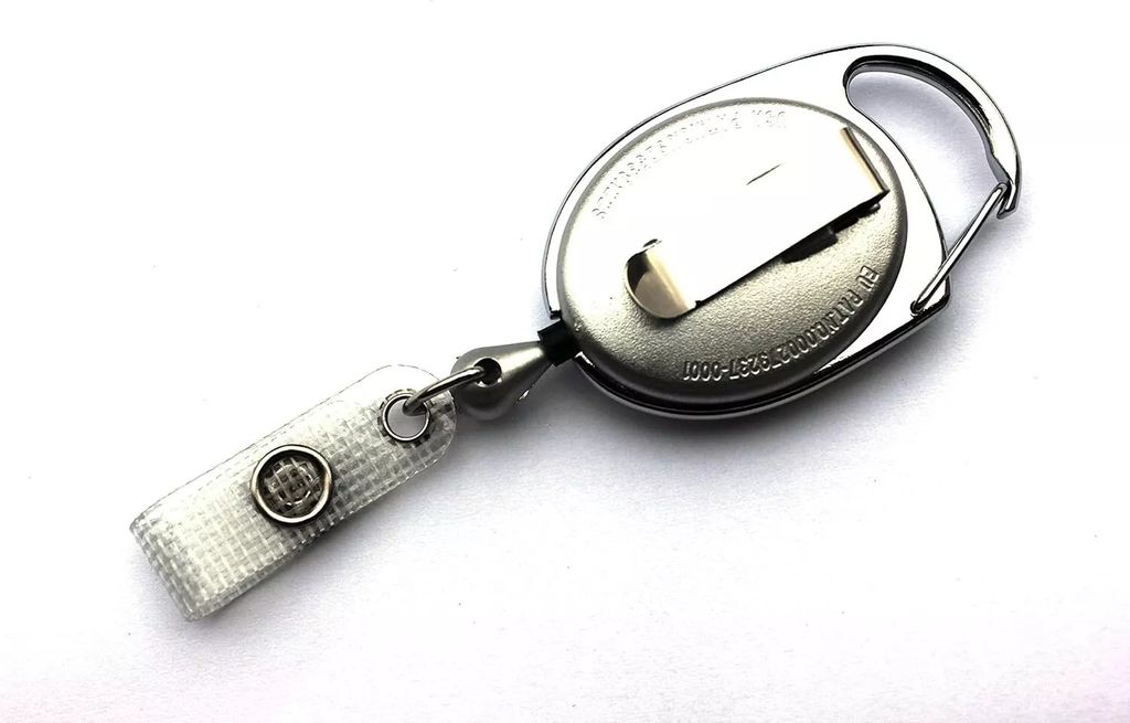 2x SILBER Ausweisjojo Schlüsselanhänger Jojo Zipper oval mit Druckknopf Lasche & Gürtelclip für Ausweishüllen Karten Hüllen Schlüssel Halte...