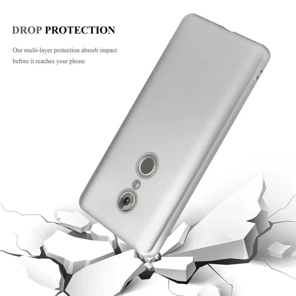 Cadorabo Case Compatible with ZTE Blade L7 in Metallic Grey - Shockproof and Scratch Resistant TPU Silicone Cover - Ultra Slim Protective Gel Shell Bumper Back Skin