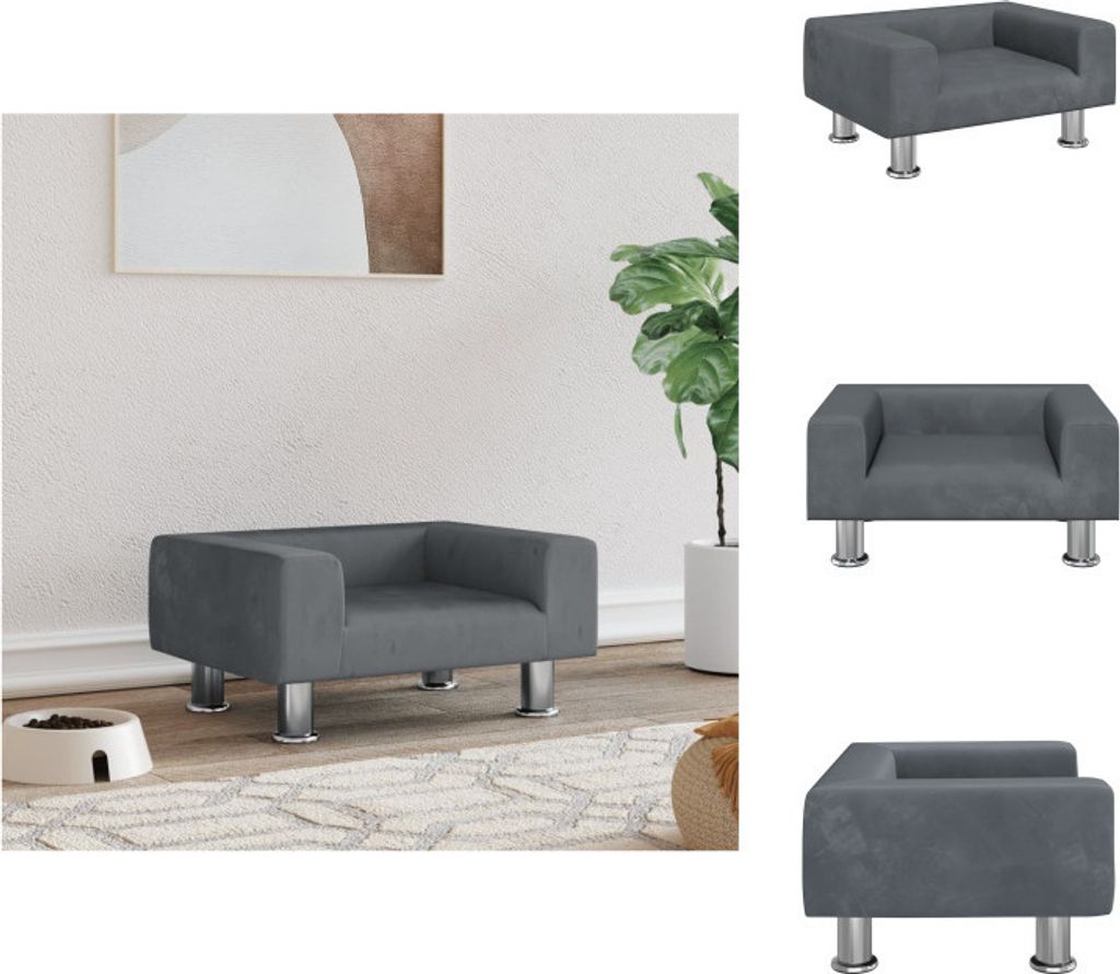 vidaXL Hundebett Dunkelgrau 50x40x26,5 cm Samt - Hundebetten