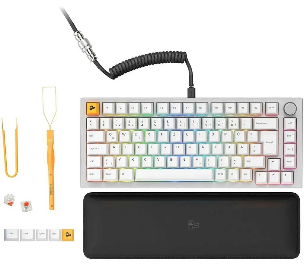 Glorious GMMK Pro Clavier Gaming 75% ISO White Ice - Version Pre-Built