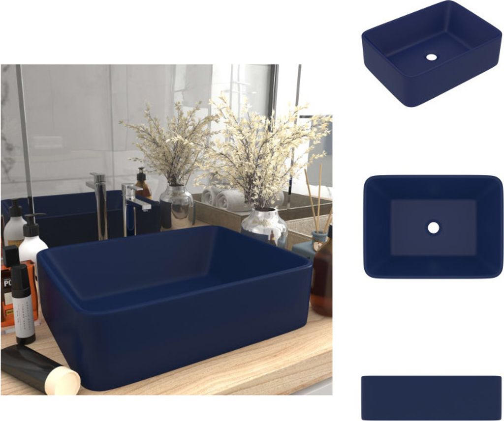 vidaXL Luxus-Waschbecken Matt Dunkelblau 41x30x12 cm Keramik - Badezimmer-Waschbecken