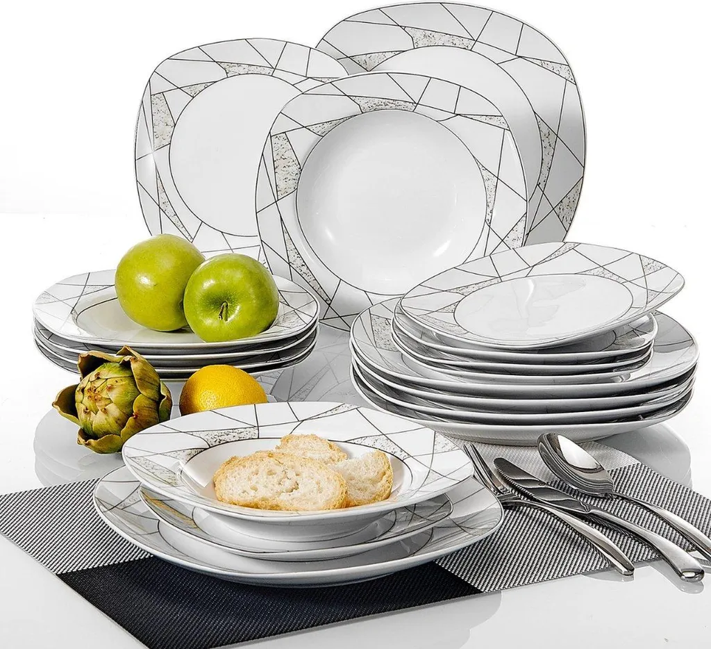 Offerta Happyment Servizio Piatti 18 Pezzi - Porcellana Bianca per 6