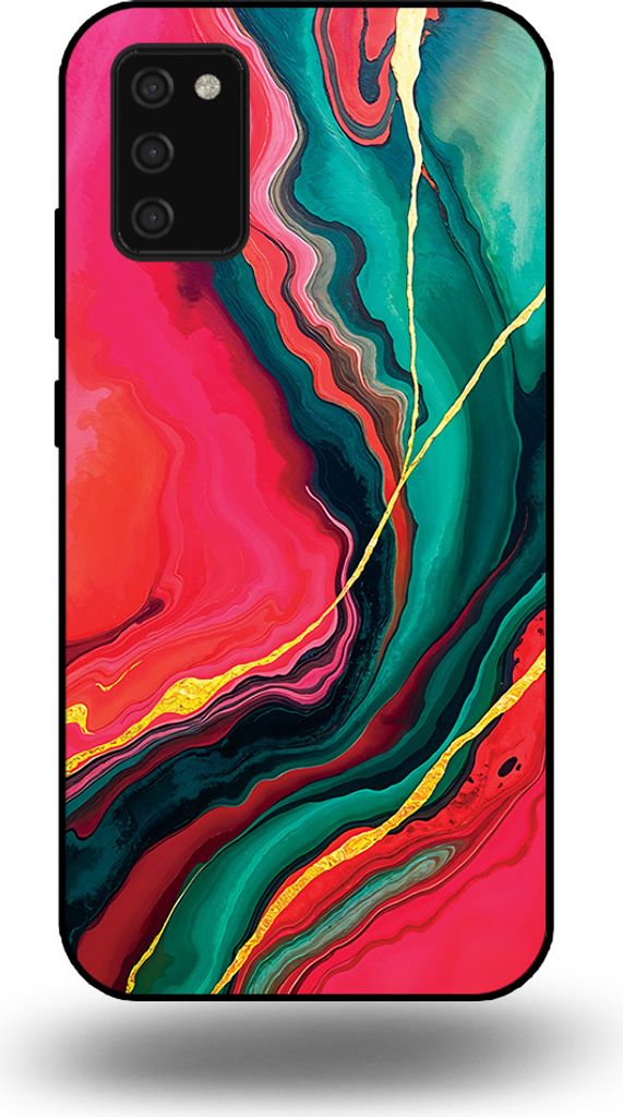 Smartphonica Telefon Fall geeignet für Samsung Galaxy A03s mit rot grün Marmor Print - TPU Backcover Fall rot grün Marmor Design