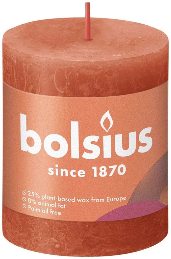 Bolsius Rustik Stumpenkerze Herbstliches Orange 80/68mm Produktbild 