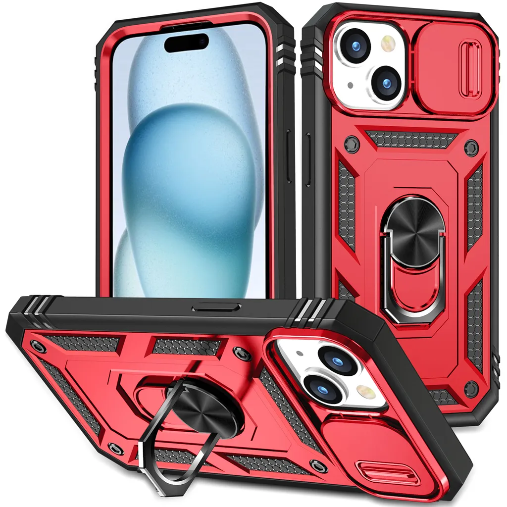 Custodia Premium iPhone 15 Rossa: Sicurezza Fotocamera e Design Armor