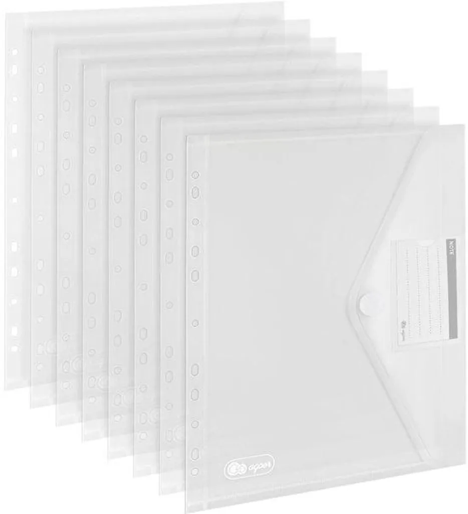 Pochette Documents A4 Plastique avec Velcro et Porte-étiquette x5