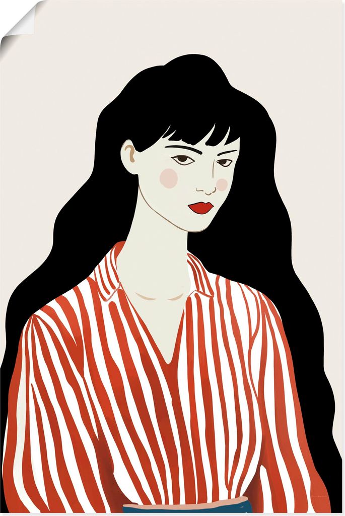 ARTland Poster Woman in Striped Blouse I Größe: 80x120 cm