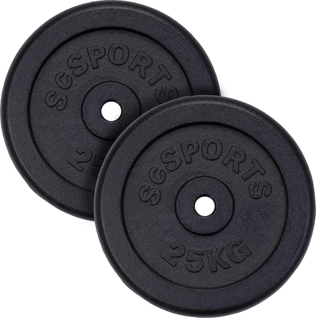 ScSPORTS Hantelscheiben - Set, 50kg, 2x25 kg, Ø 30/31 mm, Gusseisen - Gewichtsscheiben, Hantelscheiben-Set, Hantelgewichte, Fitness Scheiben, Gu...
