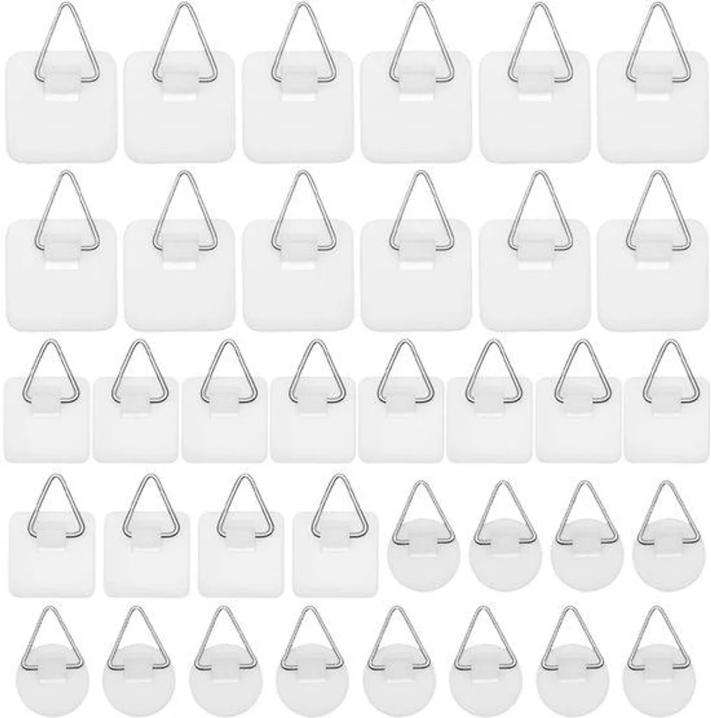 Crochets de suspension adhésifs pour œuvres d'art en blanc aspect lin - 36 pcs