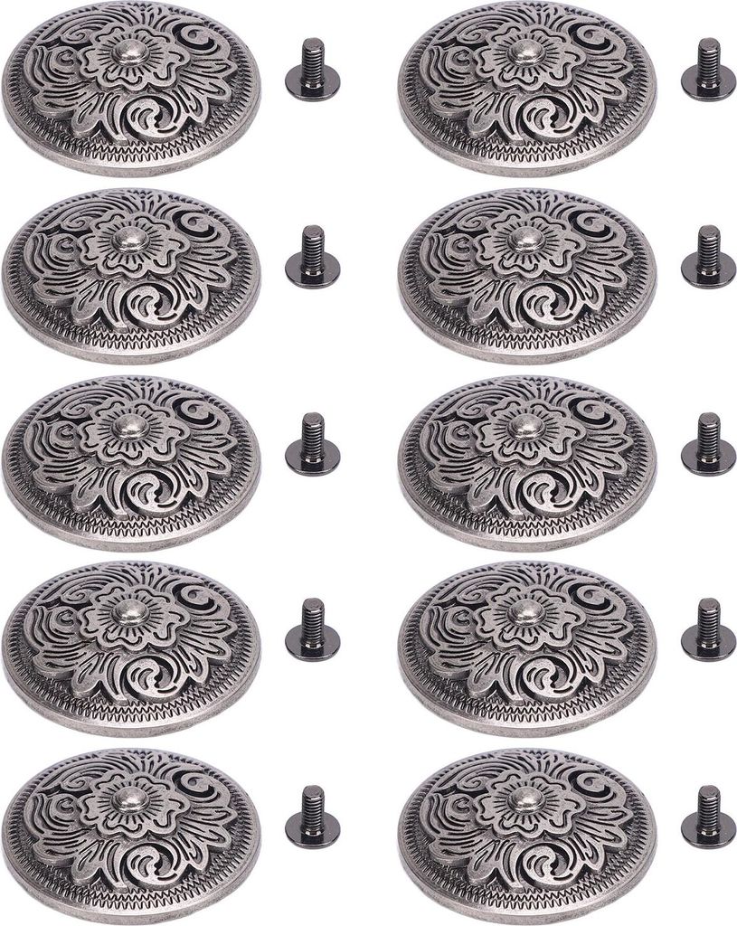 10 Sets Niet- und Schrauben 32 -mm -Blütentextur Nieten 7 mm gekreuzte Schrauben für Lederkragengürtelhandhandgefellungen