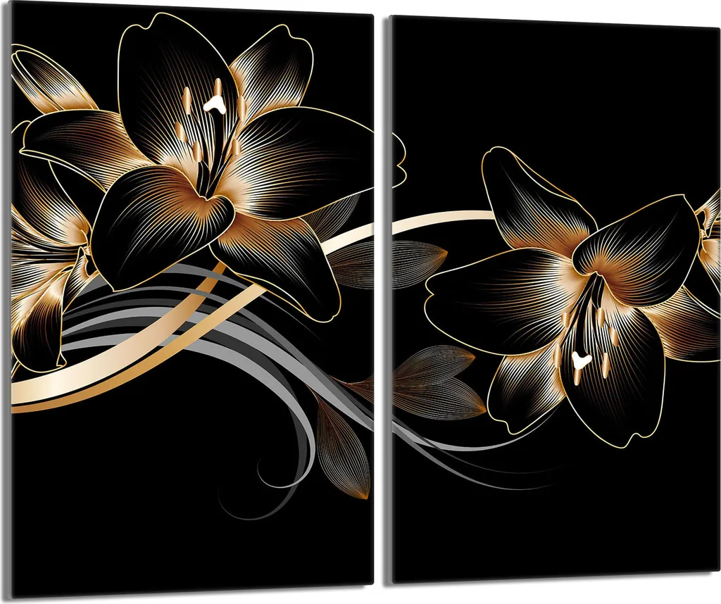 Piastre Copriforno 2 Pezzi 30x52 Vetro Nero Orchidea | Shop Online