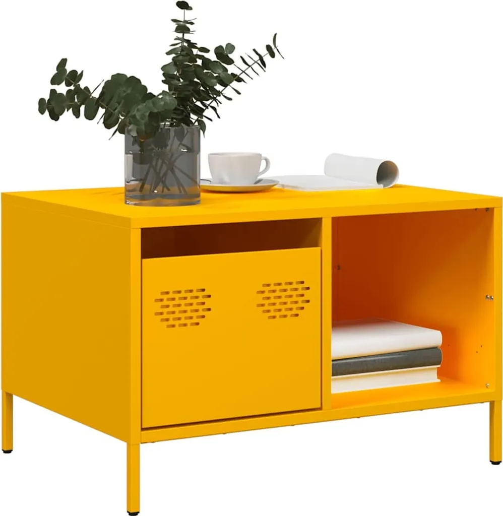 Tavolino Metallo Giallo Senape 68,5cm - Design Industriale Octo6154292