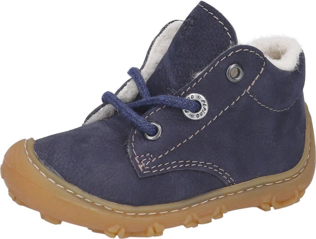 RICOSTA Boots COLIN von PEPINO für erste Schritte im Winter Winterschuhe Schnürer Lammwollfutter Barfuß-Schuh Jungen see Blau Marine Größe 22