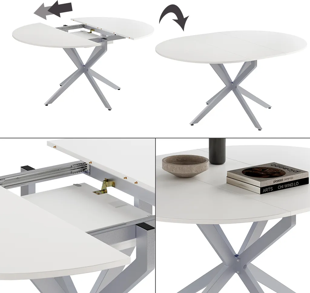 Table Vicco Loyd 120 cm blanc et gris : design moderne et robuste 51778 - 6