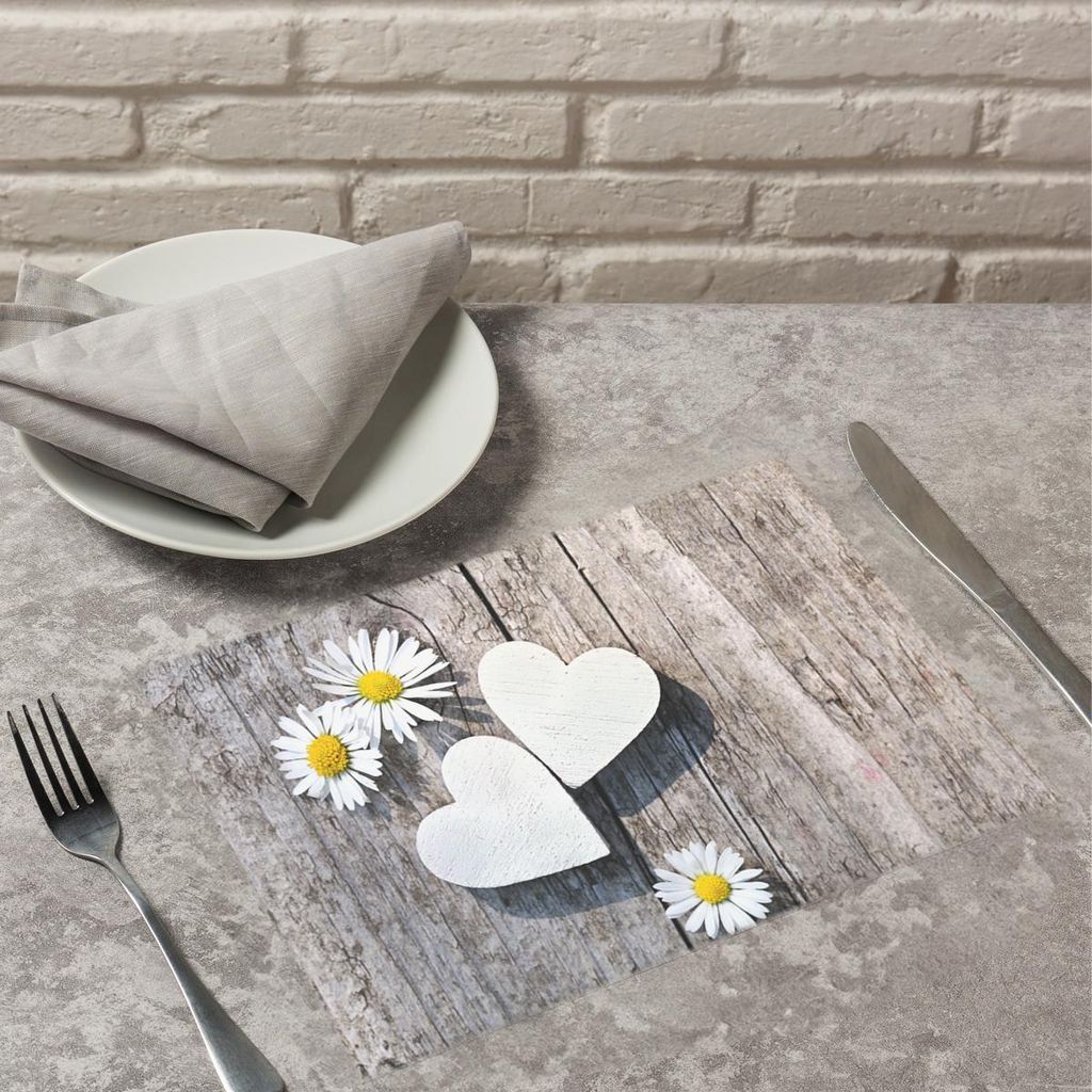 Abwaschbare Tischsets 6er Set Landhaus-Stil Blumen &