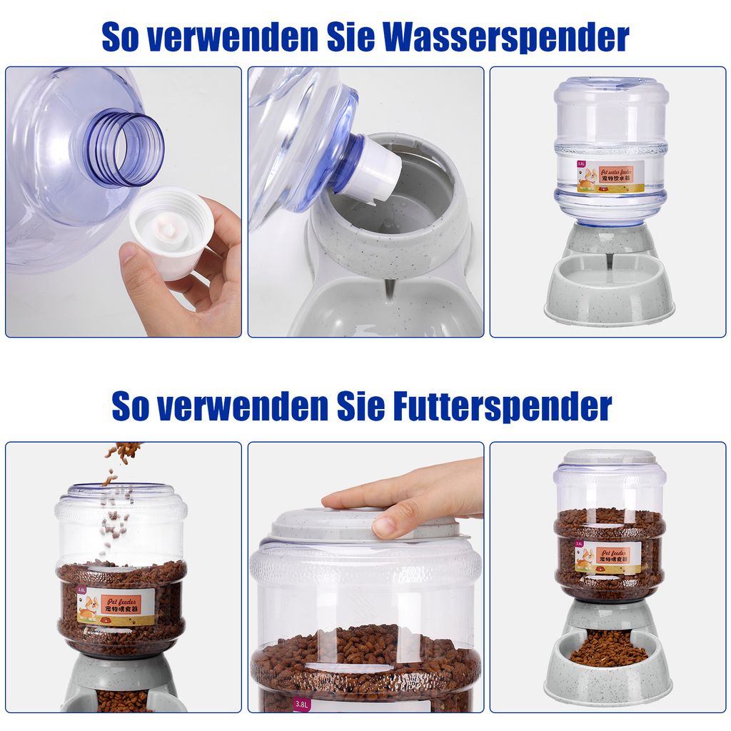 Automatischer Futter- & Wasserspender Für Haustiere - 2,2L + 1,8L Näpfe