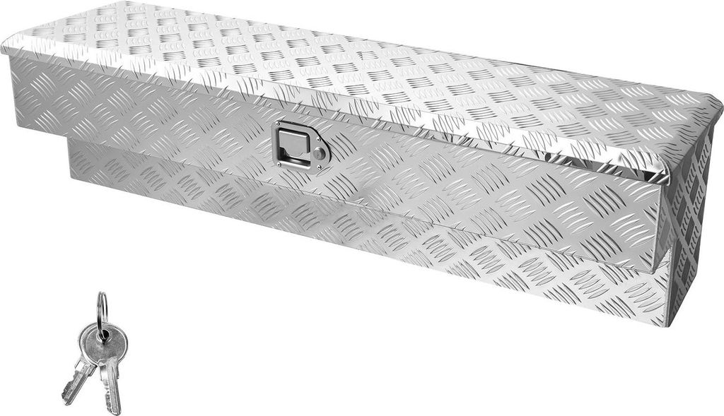 Werkzeugkasten für Ladefläche - Aluminium Riffelblech Staukasten - Abschließbar mit Schlüssel - Für Pickup, Wohnmobil & Anhänger - 1219 x 340...