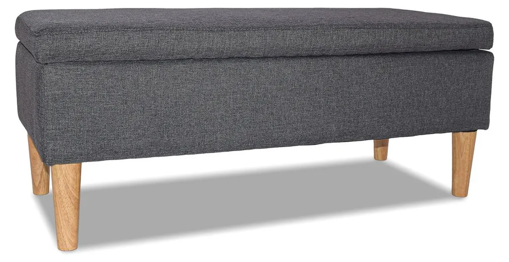 ISTANBUL Coffre Ottoman 42L Banc en Tissu Gris Space Grey et Pieds Pin