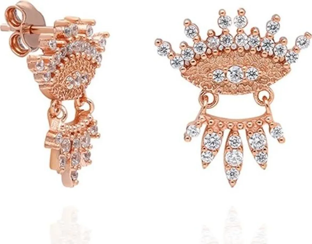 Boucles d'oreilles Couronne en Argent 925 et Zirconium pour Femme