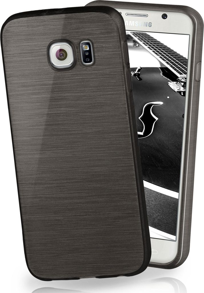moex Brushed Case kompatibel mit Samsung Galaxy S6 - Hülle aus Silikon, Schwarz