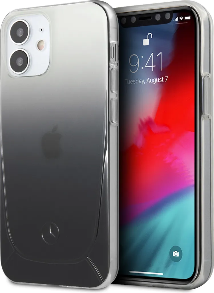 Mercedes Custodia Rigida iPhone 12 Mini 5,4 Nero Linea Trasparente Originale
