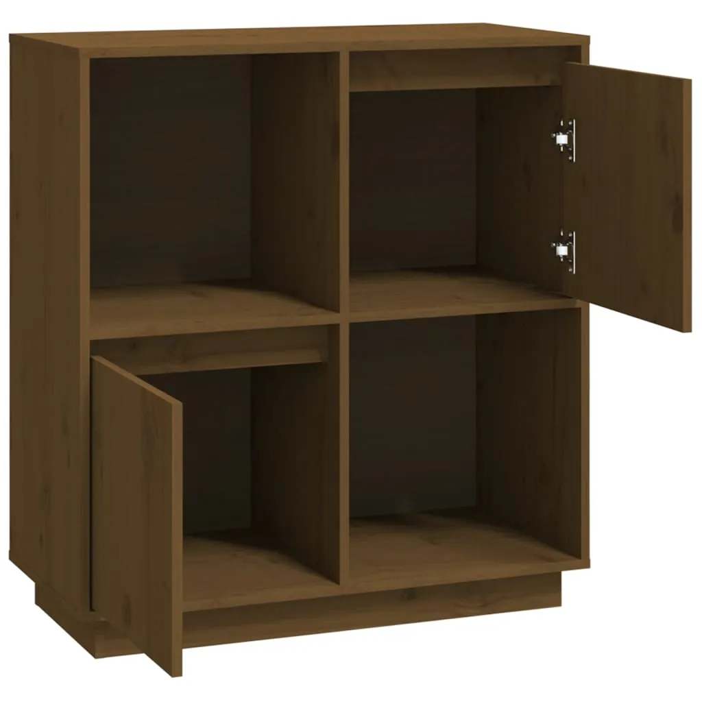 vidaXL Credenza marrone miele 74x35x80 cm in legno di pino massiccio - Credenze - 14