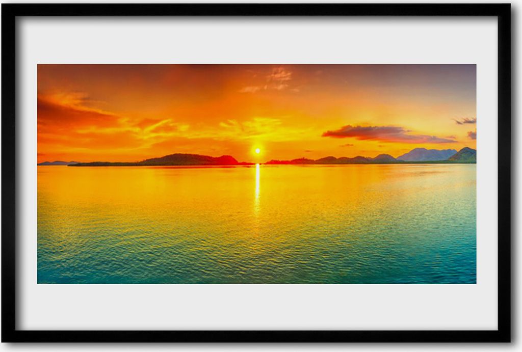 Bild 60x40 MDF-Rahmen Wandkunst Meer, Sonne, Landschaft