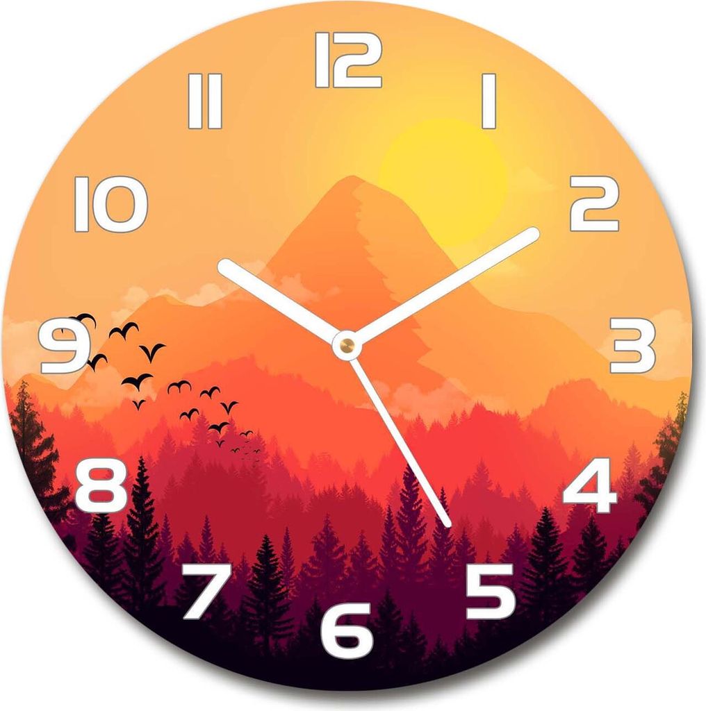 Wanduhr aus Glas 30fi Glasbild Glasuhr Gehärtetes Glas - weisse-zeiger - Mountain landscape