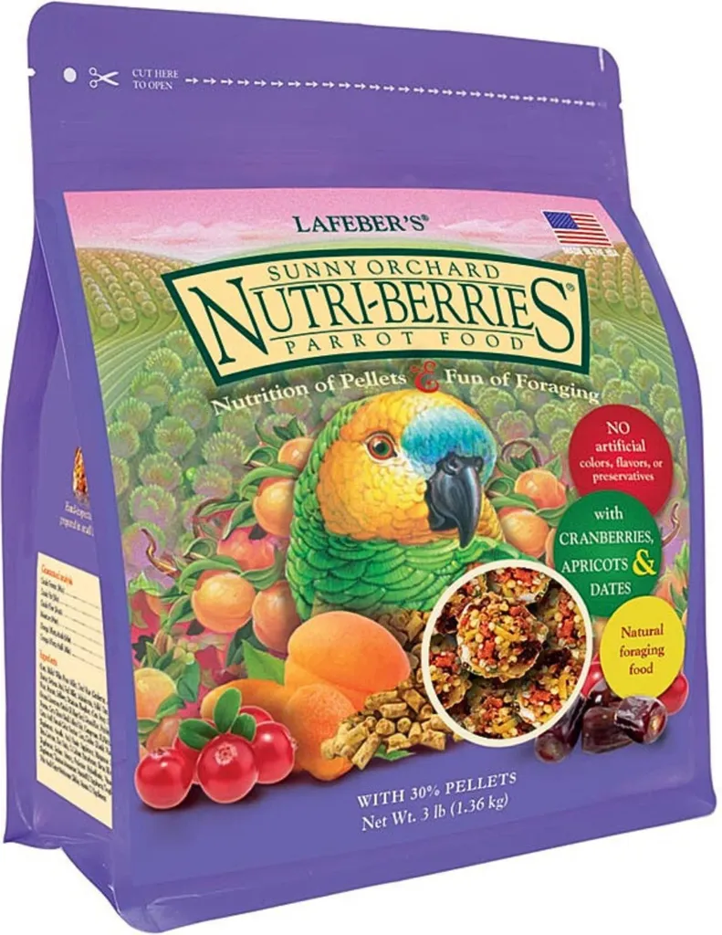 Lafeber NutriBerries Sunny Orchard - Alimento: cereali con frutta di frutteto a forma di palline per pappagalli di taglia media e grande 1,36kg