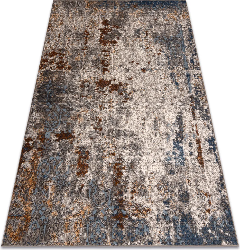 Tapis de Salon en Laine Ornemental Vintage Beige et Terracotta 80x150 cm