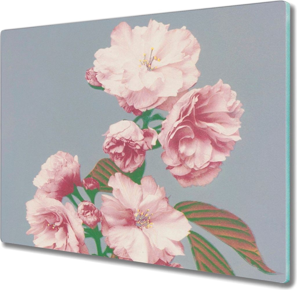 Coloray Schneidebrett Herdabdeckplatte 60x52 cm Kochplattenabdeckung Hackbrett Küchenbrett - Blumen Pflanzen