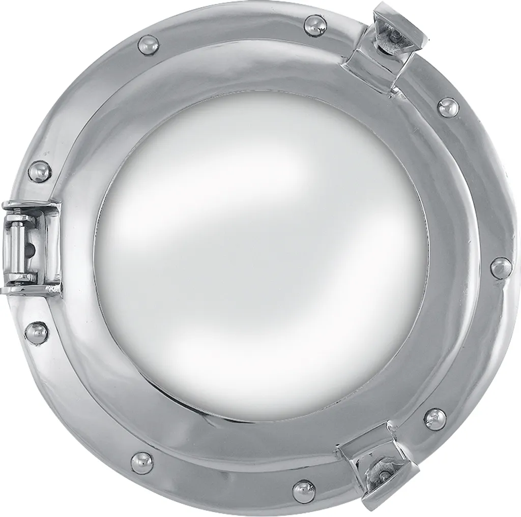 Miroir hublot 28 cm en aluminium nickelé style industriel - Hublot marin