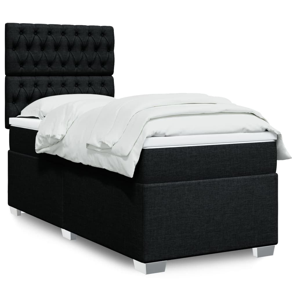 Boxspringbett mit Matratze Schwarz 90x190 cm Stoff, Klassische Betten 2024 Neu