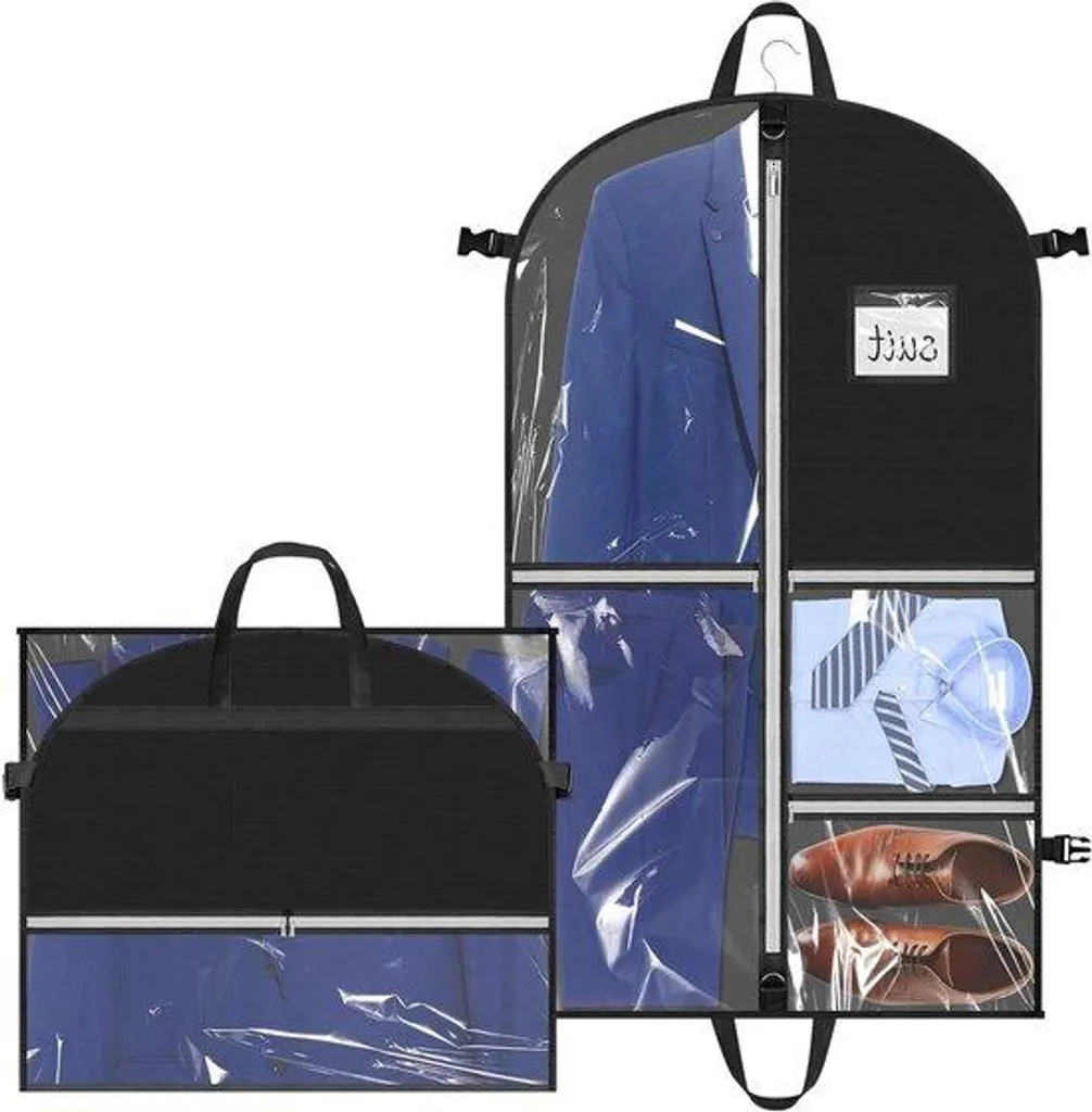 Housse de voyage pour costume avec poches accessoires 110x60 cm noir