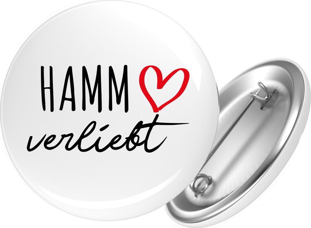 Huuraa Button Hamm verliebt 25mm rund mit Sicherheitsnadel Produktbild 