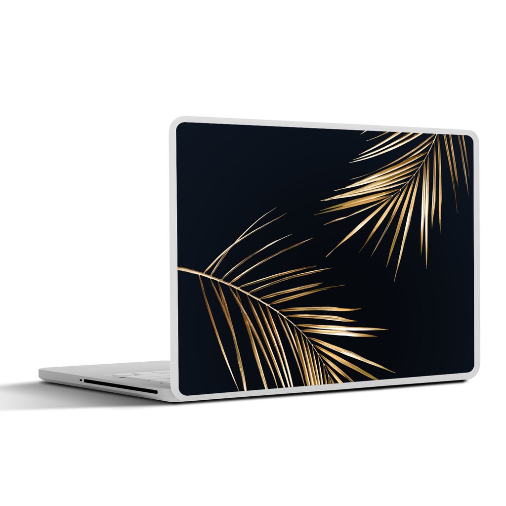 MuchoWow Laptop Aufkleber Sticker Cover Blätter - Pflanzen - Gold - Schwarz - Luxus 30x22 cm - Laptop-Sticker