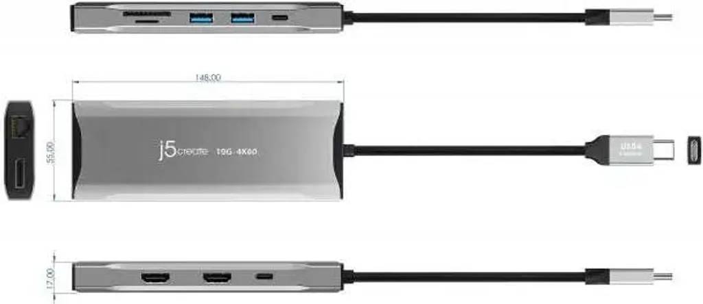 Station d'accueil USB-C Multi-Écran j5create JCD397-N de 100W Gris - 11